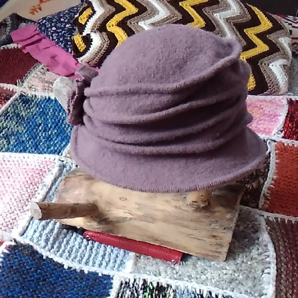 Purple Wool Cloche Hat